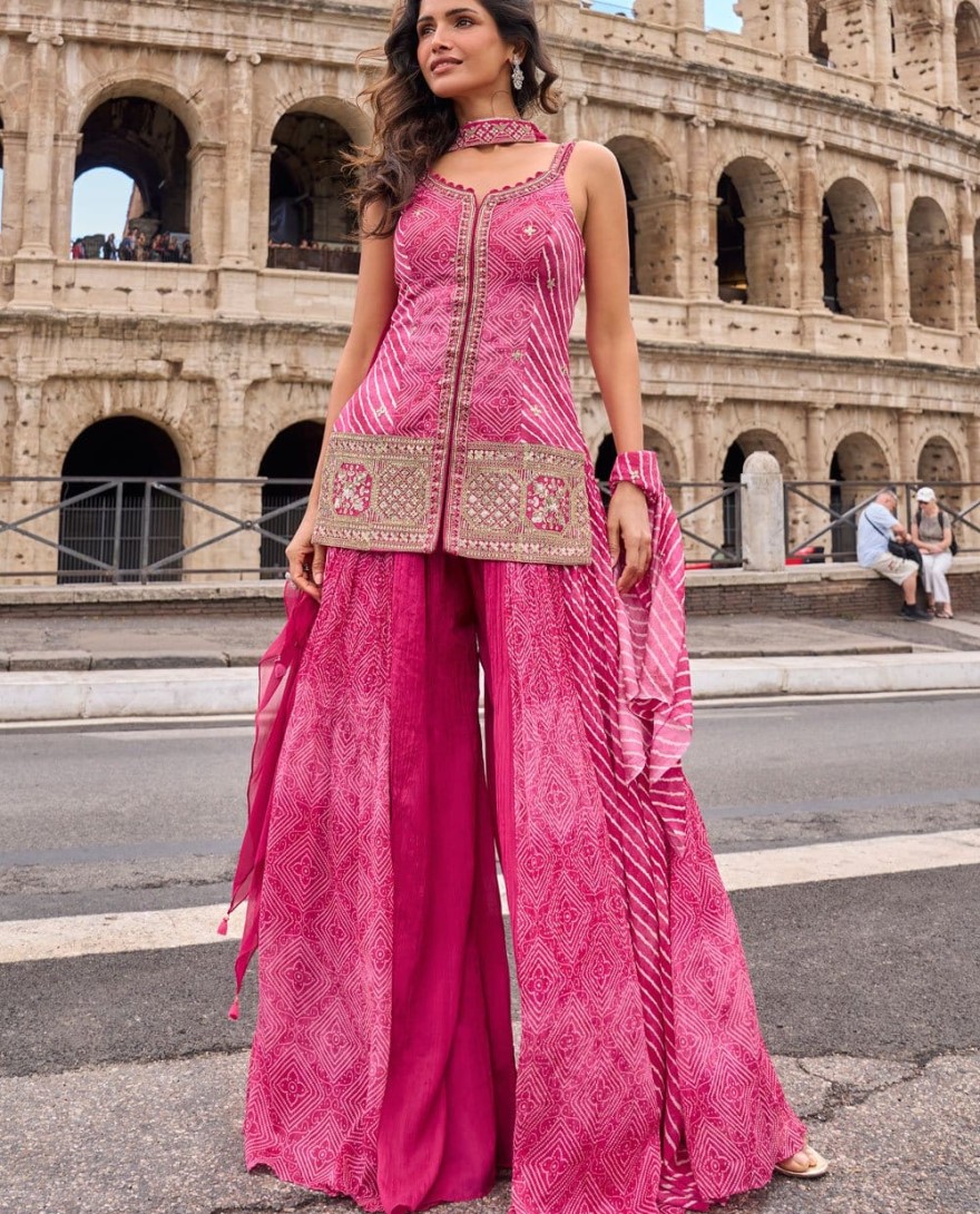 PINK - Amusing Pink Silk Palazzo Salwar Suit